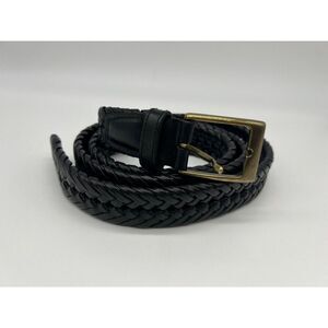 Black Faux Leather Men Woven Lacing Belt 46/115